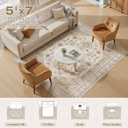 5x7 Washable Area Rug, Large Rugs for Living Room Stain Resistant Non Slip Backing Soft Low Pile Vintage Carpet for Bedroom Dining Room Kid & Pet Friendly Home Decor - Beige