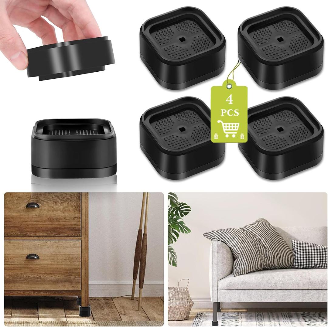 4 Pack Furniture Risers 1 Inch, Adjustable Bed Risers Heavy Duty for Table Desk Couch Chair Sofa Cabinet Bed Legs Dorm, Square Stackable Bed Raisers Blocks Lift Height 1", 2" or 3", Black