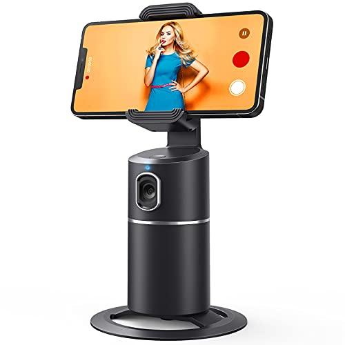 camrola Auto Face Tracking Phone Holder, No App Required, 360° Rotation Face Body Phone Tracking Tripod Smart Shooting Camera Mount for Live Vlog Streaming Video, Rechargeable Battery-Black