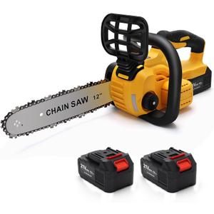 Chainsaw Cordless, 12 Inch Electric Chain Saw, Handheld Brushless Chainsaws with Tool-free Chain Tension & Auto Lubrication, 4000mah*2 Battery (12 Inch Chainsaw, Count, 1)