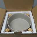 Elevated Ceramic Cat Bowl - Cat Food Bowl with Bamboo Stand - Raised Dog Dish for Puppies - Anti Vomiting, Stress Free - 13.5 oz / 400 ml - Grey (Small)