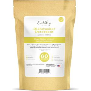 Earthley Wellness, Dishwasher Detergent, Eco-Friendly, Pure, Certified Organic Dish Detergent (60 Loads, Lemon-Thyme)