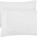 Mellanni Pillow Cases - Luxury, Extra Soft, Cooling Pillow Covers - 2 PC Iconic Collection Pillowcases - Envelope Closure (King 20" x 40", Striped White)