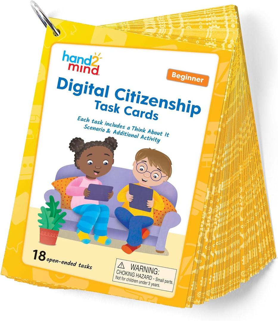 hand2mind Digital Citizenship Beginner Task Cards, Ages 5+, Computer Science & Technology for Kids 5-7, STEM Projects, STEM Activities for Classroom, Science Classroom Supplies