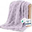 Bedsure GentleSoft Lavender Purple Throw Blanket for Couch Bed, Checkered Fleece Soft Cozy Mothers Gifts Day BlanketsThrow for Bedroom Home Decor Gifts for Girls, Lavender Fog, 50x60 Inches