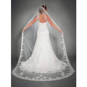 Cathedral Wedding Veil Long Bridal Lace Veil Tulle Hair Accessories With Comb for women Floral 118" Veil Headpeice (White) Cathedral Wedding Veil Long Bridal Lace Veil Tulle Hair Accessories With Comb for women Floral 118" Veil Headpeice (White)