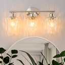 WILON Modern Bathroom Vanity Light, 3-Light Brushed Nickel Vanity Lighting with Hammered Glass Shade, Corrosion-Resistant for Bathroom Vanity, Bedroom, Hallway