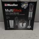Mueller Multistick 5-in-1 Immersion Blender Handheld, 12 Speed Hand Mixer - Turbo Boost, Heaviest Duty Copper Motor, Titanium Blades Hand Blender, Milk Frother Wand, Whisk, Beaker, Chopper, Grey (Gray)