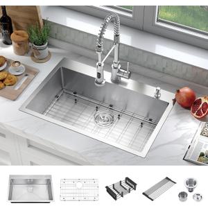 Large Single Bowl Drop in Kitchen Sink Nano Coating, Stainless Steel, Handmade, Single Bowl, Topmount Kitchen Sink 625x412mm