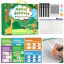 Magic Grooved Writing Practice Book for Kids Ages 3–8, 6 Reusable Handwriting Practice Books with 6 Pens, 12 Refills, 3 Soft Grips, Preschool Learning Activities Gifts for Boys and Girls