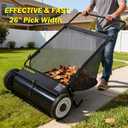 Push Lawn Sweeper, 26-Inch Width, 7 Cu. Ft. Hopper Capacity, 4 Spinning Brushes, Adjustable Height, Durable Steel Frame with Rubber Wheels, Ideal for Leaves and Grass
