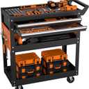 5-Tier Rolling Tool Cart On Wheels, Heavy Duty 400 Lbs Capacity Metal Mechanic Tool Cart with Lockable Drawer & Side Pegboards for Garage Workshop Repair Shop