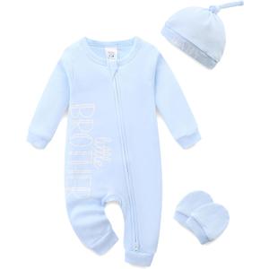 Newborn Boy Clothes Letter Print One Piece Romper Cotton Baby Coming Home Outfits 3Pcs Little Brother Outfit