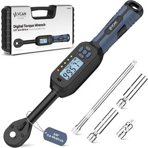 3/8 Torque Wrench Digital (5.02-99.6 Ft.Lb)2% High accuracy Spark Plug Socket & Tire Inch Pound Torque Wrench 3/8 Drive with Buzzer and Colorful LED Indicator&Track Mode for Moto Auto Car