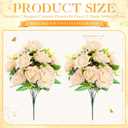 Riceshoot 2 Sets Artificial Cemetery Flowers for Grave Father's Day 24 Heads Peony Memorial Fake Flower 16.54'' Faux Silk Floral Arrangements for Dad Gravesite Outdoor Headstone Decor(Champagne)