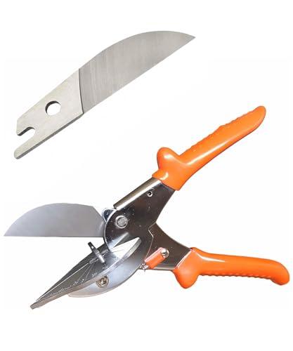 Multi Angle Miter Cutter | + Spare Blade | Hand Scissors Multipurpose Tool | 45-135 Degree Cutting | Stainless Steel, Rubber Handle & Safety Lock | Miter Shears, Trim, Chamfer & Quarter Round Cutters - Amazon.com