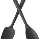 600ºF Heat Resistant Silicone Spoons: U-Taste Flexible Baking Spoon Spatula & Cooking Scoop Spoonula, Seamless Soft Kitchen Utensils for Serving, Scraping, Scooping in Non-Stick Cookware (Black)