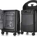 20'' Ride on Luggage Kids Rolling Suitcase with Seat & Aluminum Frame Back to School Gift for Student Travel(Black)