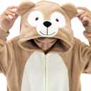 Snug Fit Unisex Adult Onesie Pajamas, Flannel Cosplay Animal One Piece Halloween Costume Sleepwear Homewear (Beige, XL)