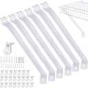 6-Pack 12-Inch Support Brackets for Wire Shelving Wire Shelf Brackets + 24 Pcs Wire Shelf Clips, with Anchors and Pins for Installation Wire Shelving Support Brackets for Support Closet Wire