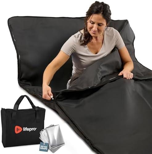 LifePro RejuvaWrap Infrared Sauna Blanket for Detox & Relaxation – 5 Colors & 3 Models – Portable Far Infrared at Home Sauna for Muscle Relief, Circulation & Recovery – 9 Heat Levels (Black)