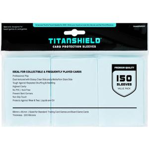 TitanShield Premium Clear Card Sleeves Compatible with Standard Sized Board Games, MTG Magic The Gathering, Pokemon, Lorcana and Trading Cards 2.5" x 3.5" 66x91mm (150 Sleeves) (Single Pack)