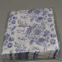 Generic AnyDesign 100Pcs Floral Guest Napkins Disposable Blue Wildflower Paper Napkins Chinoiserie Flower Dinner Hand Napkin for Party Supplies Table Decorations, Bue Flower 