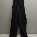 Muchpow Women's V Neck Sleeveless Jumpsuits Spaghetti Straps Harem Long Pants Overalls With Pockets (Large, Black)