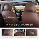 Coverado Car Seat Covers Full Sets, 5 Piece Car Seat Protector Waterproof Leather Seat Cushion Universal Fit for Truck Automotive Vehicles Brown