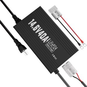 12V 40A Lithium Battery Charger, 14.6V LiFePO4 Battery Charger AC-DC Fast and Smart Charger with Anderson Connector Led Indicator for Lithium LiFePO4 Deep Cycle Batteries of Home, Boat, RV
