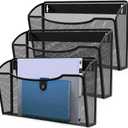 MINDEPOT Wall File Organizer,Hanging Wall Mounted File Folder Binder Holder Mail Organizer for Office,Home and School Supplies (3Pack, Black)