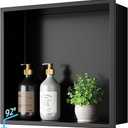 No Tile Needed Shower Niche - 12"x12" Black 304 Stainless Steel Recessed Shelf,Over Mount Installation for Bathroom & Shower Wall,Waterproof