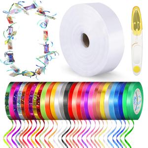 Candy Lei Making Kit for Graduation, Include 2 Inch x 1000 ft Poly Tubing Roll, 30 Pcs Balloon String Ribbon, Clear Candy Lei Netting Bags for Graduation Crafts Wreaths DIY with 1 Yarn Scissors