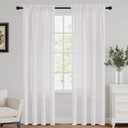 FantasDecor Off White Linen Curtains 84 Inch Length 2 Panels Set Natural Semi Sheer Curtains for Living Room Light Filtering Country Rustic Window Curtain Panels 52" W x 84" L,Off White