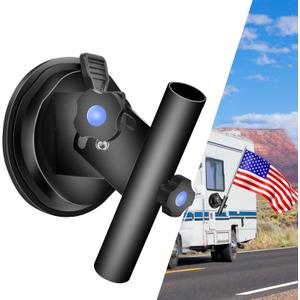 Suction Cup Flag Holder for RV, RV Flag Pole Mount, Adjustable Angle Flagpole Mount Kit for Truck, Camper, Trailer, SUV, Heavy-Duty Secure Hold for Jeep, Boat, ATV, Travel Trailer Flag Mount