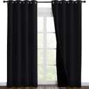 NICETOWN High-End Thermal Curtains, Full Blackout Curtains 86 inches Long for Dining Room, Soundproof Window Treatment Drapes for Hall Room, Black, 55 inches Wide Per Panel, Set of 2 Panels