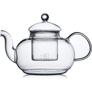 CnGlass 40.6oz/1200ml Glass Teapot with Removable Infuser,Stovetop Safe Tea Kettle,Blooming & Loose Leaf Tea Pot