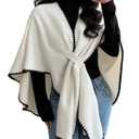 GORGLITTER Women's Shawl Wraps Cardigan Scarf Warm Blend Knitted Fall Fashion Elegant Cape Poncho Sweater,M