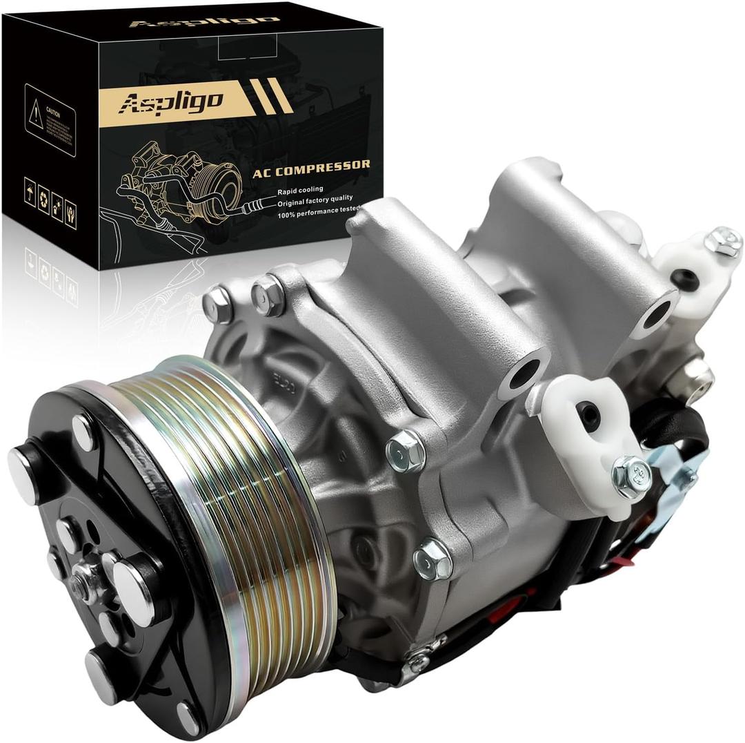 Air Conditioner AC Compressor with A/C Clutch Fits for Honda Civic 2006-2011 1.8L, CO 4918AC, 98555, 38800R62H01, 38800RZVG022M2, 38810RNAA01, 38810RNAA02,1102577,5512349, 6512349