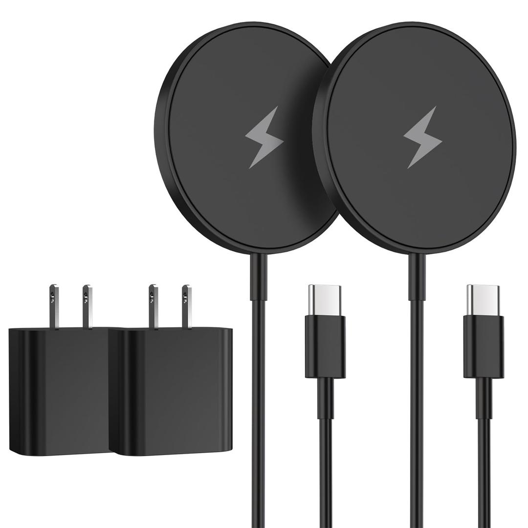 Magnetic Wireless Charger iPhone, 6FT Charger for Apple MagSafe Charger 2Pack Fast Wireless Charging Pad for iPhone 16 Pro Max/ 16 Pro/ 16 Plus/ 15 ProMax/ 15/ 14/ 13/ 12/ AirPods 3/ 2/ Pro Mag-Safe Charging Pad
(Black)