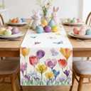 OYIMUA Tulip Floral Spring Table Runner Seasonal Summer Butterfly Kitchen Dining Table Decoration for Home Party 13x72