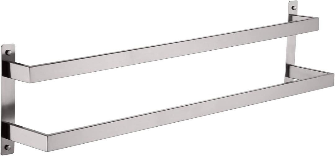 KOKOSIRI Bath Towel Bars 32 Inches Bathroom 2-Tiers Ladder Towel Rails Towel Holders Wall Mounted Towels Shelves Rack Brushed Stainless Steel, B5008BR-L32