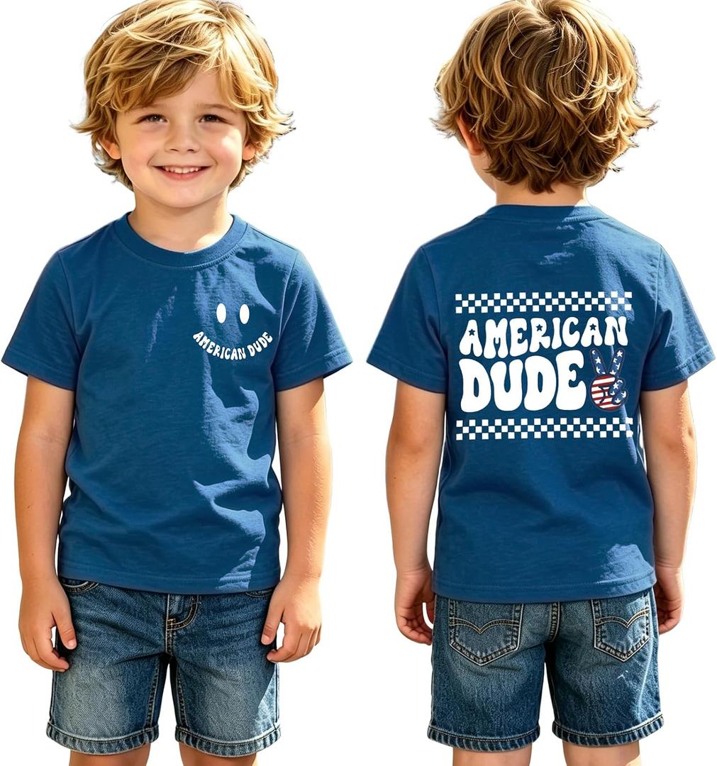 CM C&M WODRO 4th of July Shirt Toddler Baby Boy American Dude T-Shirt Patriotic Memorial Day Tee Kids Independence Day Tops