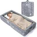 Toddler Floor Bed, Foldable Travel Bed Glow-in-the-Dark | Portable toddler bed for travel & home; foldable floor bed with glow fabric; washable cover, safety rails, no assembly needed