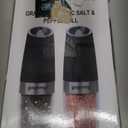 2 Pack Gravity Electric Salt and Pepper Grinder Set Automatic Battery Powered Salt Mill, Adjustable Coarseness, with Blue LED Light, One Hand Operated