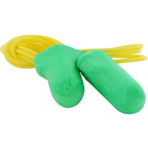 Howard Leight by Honeywell Maximum Lite Low-Pressure Corded Disposable Foam Earplugs, Box of 100 Pairs (LPF-30), Green