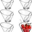 Sawysine 12 Pcs Acrylic Clear Serving Bowls with Plastic Kitchen Scoops Salad Serving Bowls Popcorn Scoops Angled Candy Bowl for Salad Cooking Parties(19 oz)
