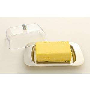 Zoie + Chloe Stainless Steel Butter Dish with Easy to Hold Lid (1. Transparent)