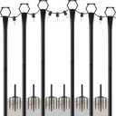 6 Pack String Light Poles for Outside, 10Ft Light Poles for Outdoor String Lights, Adjustable Outdoor String Light Poles with Fork,Metal Fence Post for Patio,Backyard,Deck