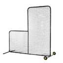 Baseball Softball L Screen - 7x7ft Pitching Net, Portable Batting Cage Protector with Wheels & Carry Bag, Heavy Duty Safety Screen for Pitcher Protection, Training